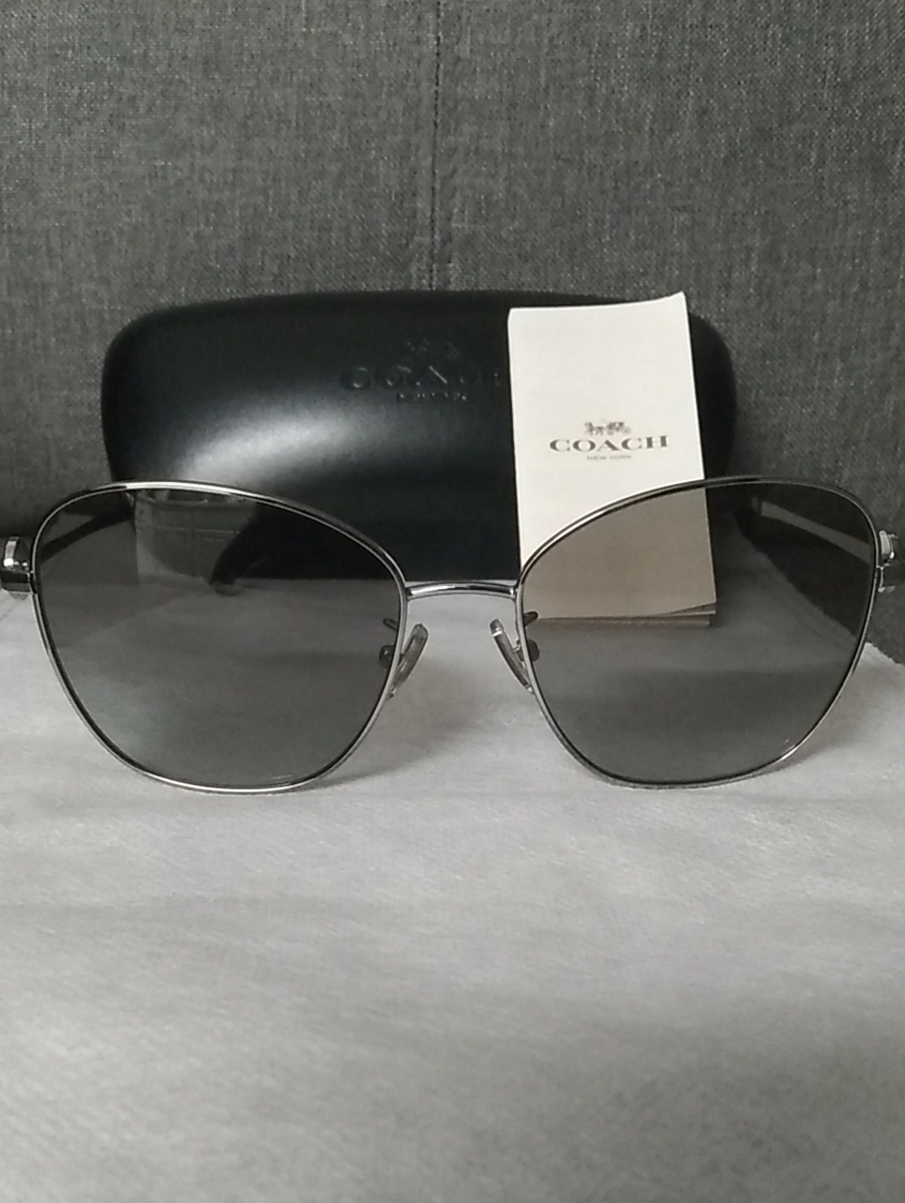 COACH Woman's Silver Frame with Gray Gradient Lenses Sunglasses